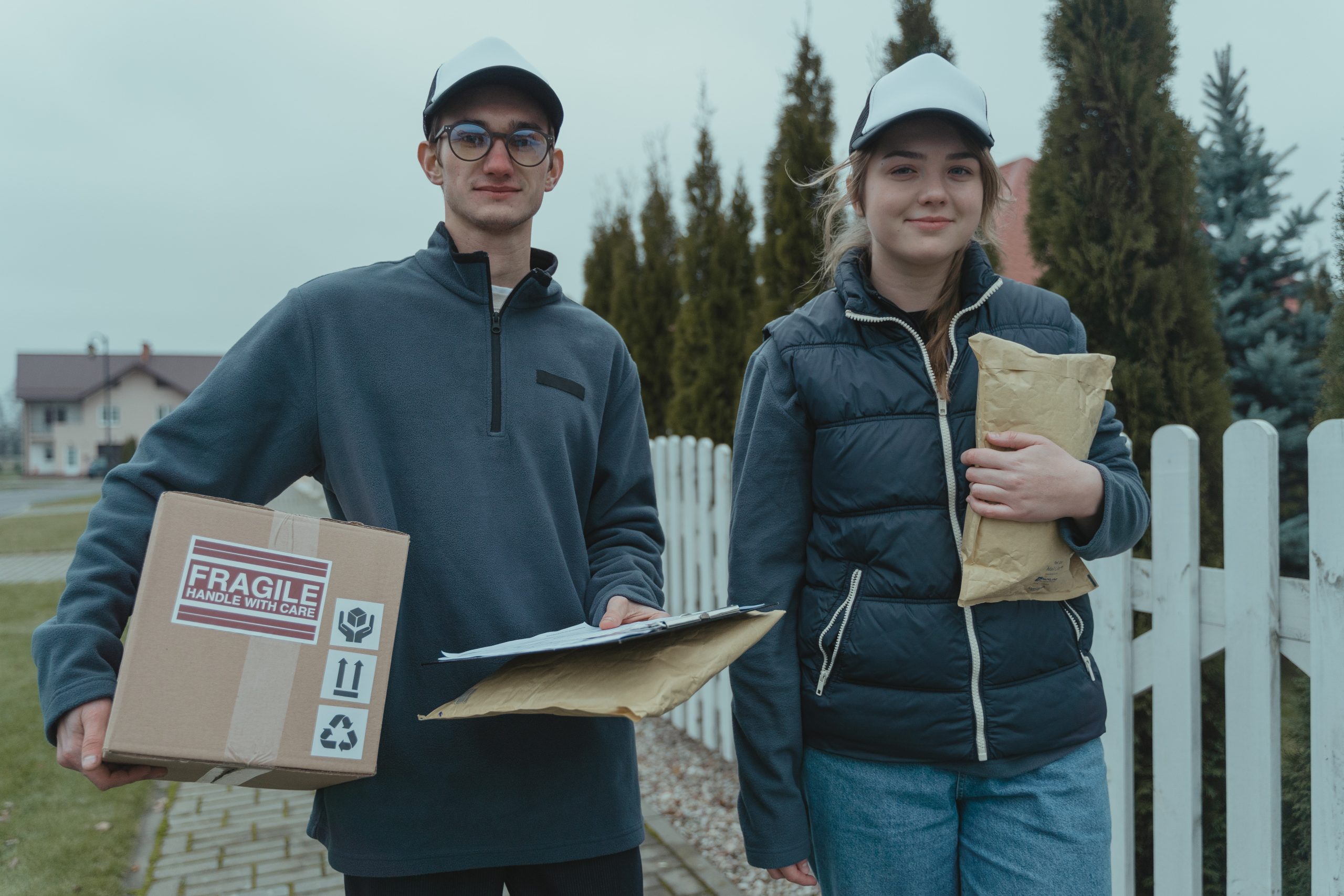 警察の包囲網をくぐり抜け、目的地に荷物を届けるAmazon配達員。